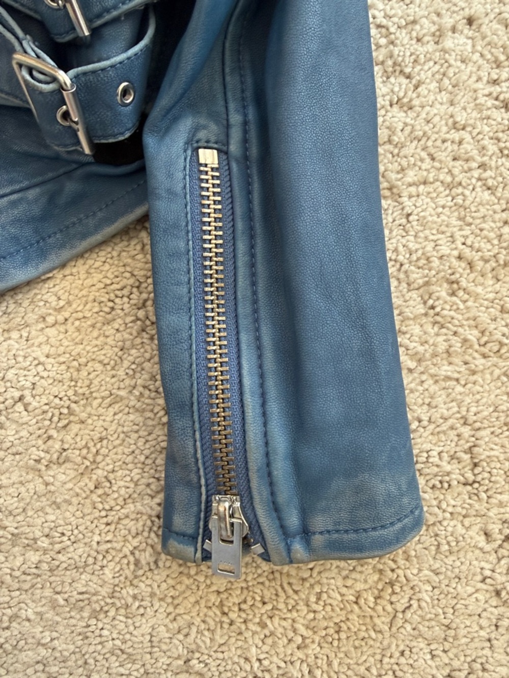 IRO Blue Leather Jacket with Silver Hardware in great condition! - Picture 4 of 7